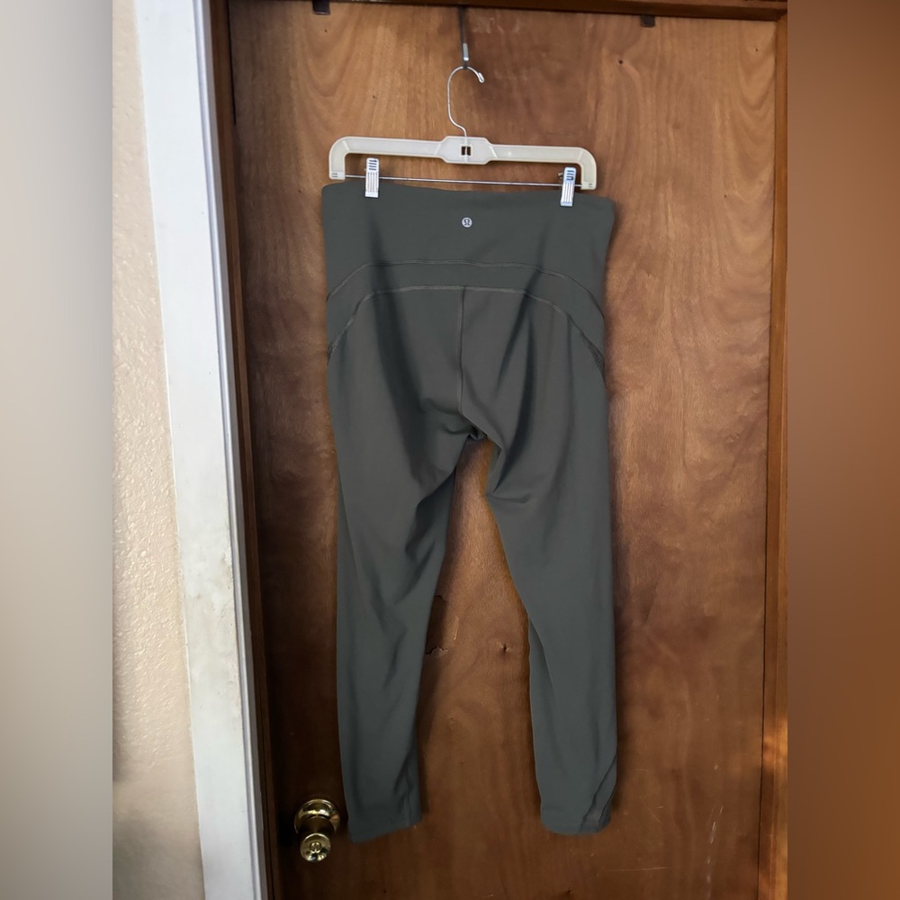 Sage green, Lululemon full length leggings.